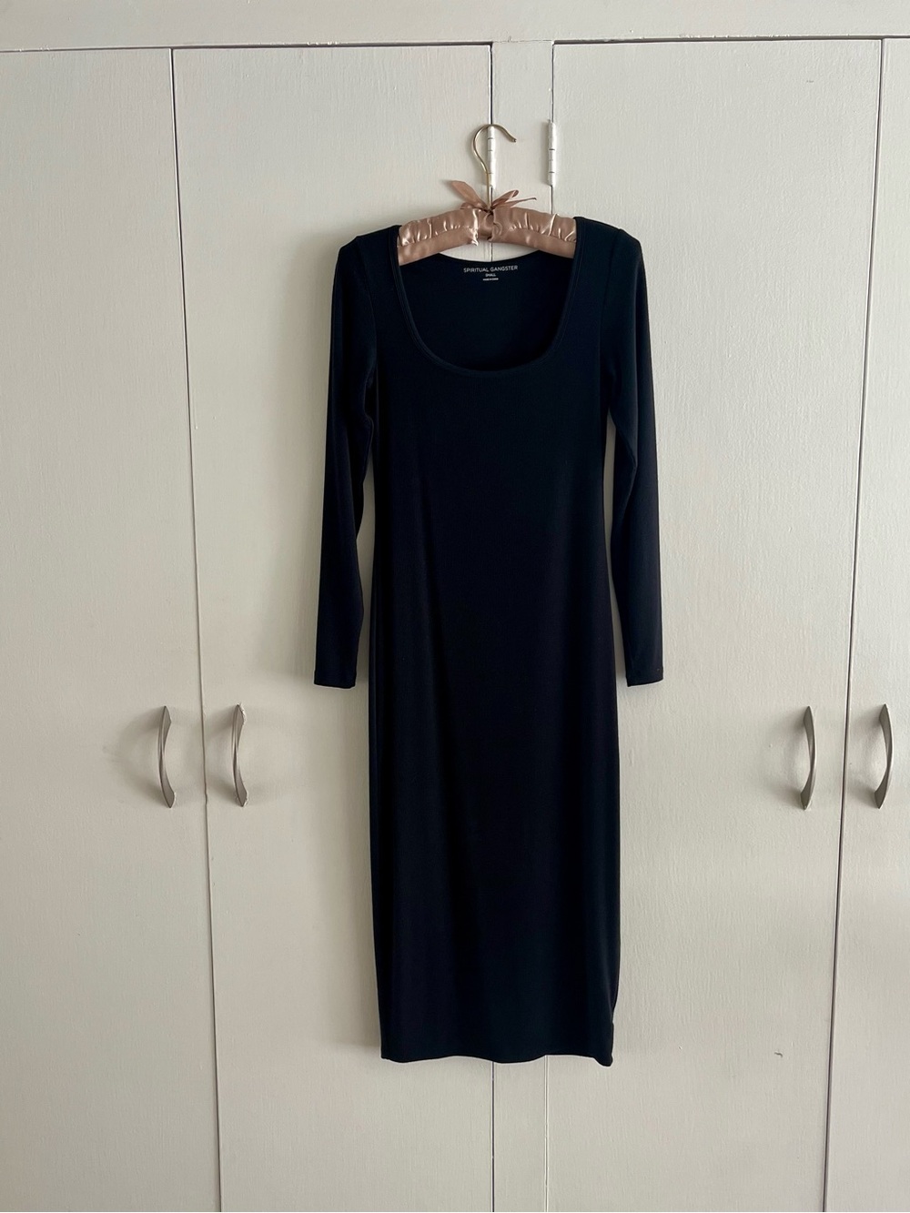 Spiritual Gangster Luly Long Sleeve Slim Ribbed Mid-Length Dress